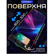 Игровая поверхность RGB-коврик для мыши настольный с беспроводным зарядным устройством 15W с подсветкой Axacam K918 Цветной Игровая поверхность RGB-коврик для мыши настольный с беспроводным зарядным устройством 15W с подсветкой Axacam K918 Цветной