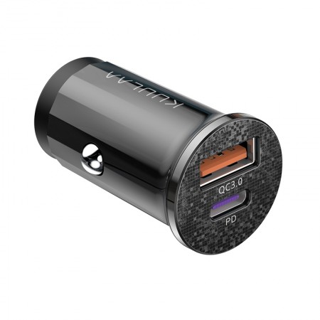 Автомобильное зарядное устройство 42W 2xUSB быстрая зарядка для телефона в прикуриватель машины KUULAA  QC 3.0 + PD 3.0 (KL-CD09) Черный