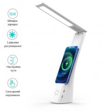 Светодиодная настольная лампа 3в1 с беспроводным зарядным устройством и USB Type-C портом складной ночник KUULAA KL-D6 White Светодиодная настольная лампа 3в1 с беспроводным зарядным устройством и USB Type-C портом складной ночник KUULAA KL-D6 White