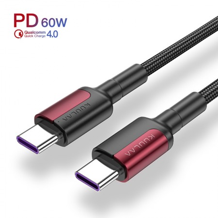 Дата кабель USB Type-C на Type-C  (2m) PD Flash 60 Вт и QC 3.0 провод для быстрой зарядки KUULAA (KL-X06) Red 