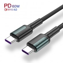 Дата кабель USB Type-C на Type-C (1m) PD Flash 60 Вт и QC 3.0 провод для быстрой зарядки KUULAA (KL-X06) Blue Дата кабель USB Type-C на Type-C (1m) PD Flash 60 Вт и QC 3.0 провод для быстрой зарядки KUULAA (KL-X06) Blue