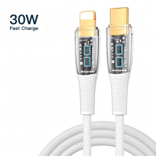 Кабель Apple Lightning - USB Type-C (1.2м) провод быстрой зарядки 30W PD и синхронизации KUULAA KL-X66I White Кабель Apple Lightning - USB Type-C (1.2м) провод быстрой зарядки 30W PD и синхронизации KUULAA KL-X66I White