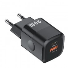 Сетевое зарядное устройство для телефона 20W 1xUSB + Type-C быстрая зарядка QC3.0/PD3.0 смартфона KUULAA KL-CD59 Black Сетевое зарядное устройство для телефона 20W 1xUSB + Type-C быстрая зарядка QC3.0/PD3.0 смартфона KUULAA KL-CD59 Black