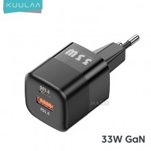Зарядное устройство GaN 33W 2xUSB PD + QC 3.0 быстрая зарядка для телефона смартфона KUULAA (RY-U33) Black Зарядное устройство GaN 33W 2xUSB PD + QC 3.0 быстрая зарядка для телефона смартфона KUULAA (RY-U33) Black
