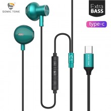 Проводные наушники вкладыши с микрофоном Type-C стерео гарнитура для телефона Somic C1 Green Проводные наушники вкладыши с микрофоном Type-C стерео гарнитура для телефона Somic C1 Green