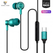Вакуумные проводные наушники вкладыши с микрофоном Type-C стерео Hi-Fi Bass гарнитура для телефона Somic C2 Green Вакуумные проводные наушники вкладыши с микрофоном Type-C стерео Hi-Fi Bass гарнитура для телефона Somic C2 Green