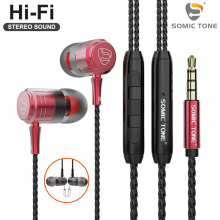 Магнитные Проводные Наушники с Микрофоном (1.2м) 3.5mm jack Вакуумные Стерео Гарнитура Для Телефона SomicTone E72 Red