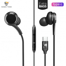 Вакуумные проводные Type-C наушники с микрофоном стерео Hi-Fi Bass гарнитура для телефона Somic TN60 Black Вакуумные проводные Type-C наушники с микрофоном стерео Hi-Fi Bass гарнитура для телефона Somic TN60 Black