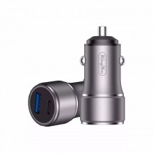 Автомобильное зарядное устройство QC 3.0 + PD Type-C 20W быстрая заярядка в авто Kingyou KC-63 Grey