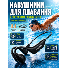 Наушники для плавания бассейна бега спорта IPX8 водонепроницаемые спортивные с костной проводимостью со встроенной памятью 16Gb BE20 PRO+ black