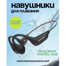 Наушники для плавания бассейна бега спорта IPX8 водонепроницаемые спортивные с костной проводимостью со встроенной памятью 16Gb BE20 black