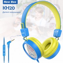 Детские наушники проводные  наушники для детей с микрофоном для мальчиков девочек ребенка планшета телефона учебы New Bee KH20 Blue