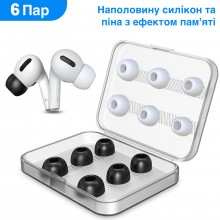 Амбушюры для наушников airpods pro и pro 2 пенные силиконовые амбушуры накладки резинки 6 пар 3 размера NB-A-SM Black/White Амбушюры для наушников airpods pro и pro 2 пенные силиконовые амбушуры накладки резинки 6 пар 3 размера NB-A-SM Black/White