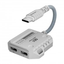 Аудио кабель адаптер 2в1 USB Type-C - USB Type-C мм для подзарядки телефона и переходник для наушников Plextone GS1(T-T) 2in1
