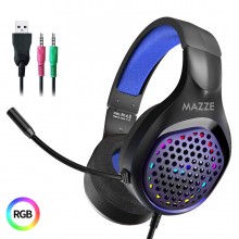 Накладные игровые наушники с RGB подсветкой с микрофоном проводная геймерская гарнитура 200 см для ПК компьютера Plextone xMOWI R1 Black-Blue