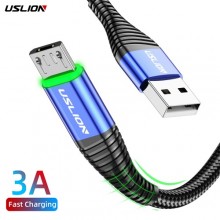 Кабель microUSB - USB (1m) 3.0А Fast Charging дата-провод быстрой зарядки передачи данных для телефона USLION US0127 Blue Кабель microUSB - USB (1m) 3.0А Fast Charging дата-провод быстрой зарядки передачи данных для телефона USLION US0127 Blue