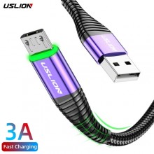 Кабель microUSB - USB (1m) 3.0А Fast Charging дата-провод быстрой зарядки передачи данных для телефона USLION US0127 Purple Кабель microUSB - USB (1m) 3.0А Fast Charging дата-провод быстрой зарядки передачи данных для телефона USLION US0127 Purple