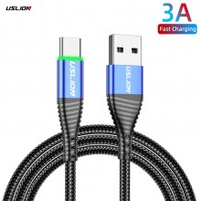 Кабель USB Type-C - USB (1m) 3.0 A Fast Charging дата-провод быстрой зарядки и передачи данных для телефона смартфона USLION US0128 Blue Кабель USB Type-C - USB (1m) 3.0 A Fast Charging дата-провод быстрой зарядки и передачи данных для телефона смартфона USLION US0128 Blue