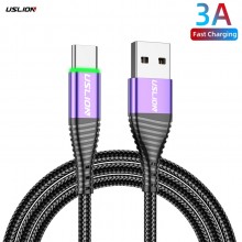 Кабель USB Type-C - USB (1m) 3.0 A Fast Charging дата-провод быстрой зарядки и передачи данных для телефона смартфона USLION US0128 Purple Кабель USB Type-C - USB (1m) 3.0 A Fast Charging дата-провод быстрой зарядки и передачи данных для телефона смартфона USLION US0128 Purple