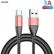 Кабель USB Type-C - USB (1m) 3.0 A Fast Charging дата-провод быстрой зарядки и передачи данных для телефона смартфона USLION US0128 Red Кабель USB Type-C - USB (1m) 3.0 A Fast Charging дата-провод быстрой зарядки и передачи данных для телефона смартфона USLION US0128 Red