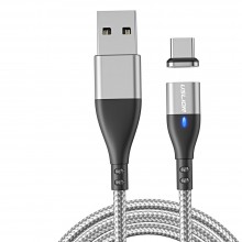 Магнитный Кабель Type-C - USB (2m) USLION US0159C Silver Провод для Зарядки Телефона Fast Charging 3A и Передачи Данных Магнитный Кабель Type-C - USB (2m) USLION US0159C Silver Провод для Зарядки Телефона Fast Charging 3A и Передачи Данных