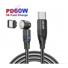 Кабель USB type C - USB type C (2m) магнитный поворотный на 540° провод для телефона смартфона планшета USLION US0165C Black Кабель USB type C - USB type C (2m) магнитный поворотный на 540° провод для телефона смартфона планшета USLION US0165C Black