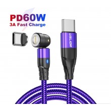 Кабель USB type C - USB type C (2m) магнитный поворотный на 540° провод для телефона смартфона планшета USLION US0165C Purple Кабель USB type C - USB type C (2m) магнитный поворотный на 540° провод для телефона смартфона планшета USLION US0165C Purple