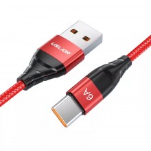 Кабель USB for Type-C (1 м) 6 A провод для быстрой зарядки 66 Вт и синхронизации Fast Charging USLION US0171 Red Кабель USB for Type-C (1 м) 6 A провод для быстрой зарядки 66 Вт и синхронизации Fast Charging USLION US0171 Red