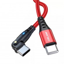 Кабель USB Type-C - USB Type-C (1м) PD 60 Вт поворотный провод для быстрой зарядки телефона 3A USLION US0177 Red