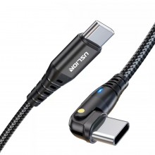 Кабель USB Type-C - USB Type-C (1м) PD 60 Вт поворотный провод для быстрой зарядки телефона 3A USLION US0177 Black
