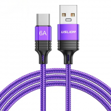 Кабель USB for Type-C (1 м) 6A провод для быстрой зарядки 66 Вт и синхронизации Fast Charging USLION US0180 Purple Кабель USB for Type-C (1 м) 6A провод для быстрой зарядки 66 Вт и синхронизации Fast Charging USLION US0180 Purple