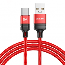 Кабель USB for Type-C (1 м) 6A провод для быстрой зарядки 66 Вт и синхронизации Fast Charging USLION US0180 Red Кабель USB for Type-C (1 м) 6A провод для быстрой зарядки 66 Вт и синхронизации Fast Charging USLION US0180 Red