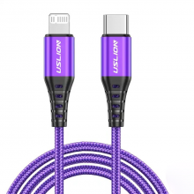 Кабель Apple Lightning - USB Type-C 20 Вт (1м) зарядный шнур для быстрой зарядки телефонов USLION US0186 Purple Кабель Apple Lightning - USB Type-C 20 Вт (1м) зарядный шнур для быстрой зарядки телефонов USLION US0186 Purple