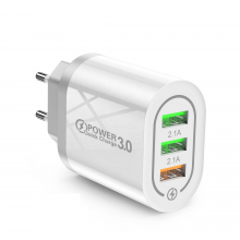 Сетевое зарядное устройство для телефона QC3.0 18W 3xUSB быстрая зарядка смартфона USLION UC3734 (BK-373) White Сетевое зарядное устройство для телефона QC3.0 18W 3xUSB быстрая зарядка смартфона USLION UC3734 (BK-373) White
