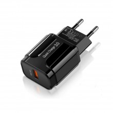 Сетевое зарядное устройство для телефона QC3.0 18W 1xUSB быстрая зарядка смартфона USLION UC6900 (TE-023) Black Сетевое зарядное устройство для телефона QC3.0 18W 1xUSB быстрая зарядка смартфона USLION UC6900 (TE-023) Black