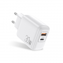 Сетевое зарядное устройство для телефона QC3.0/PD3.0 30W 1xUSB + Type-C быстрая зарядка смартфона USLION UD7532 White Сетевое зарядное устройство для телефона QC3.0/PD3.0 30W 1xUSB + Type-C быстрая зарядка смартфона USLION UD7532 White