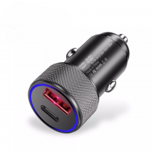 Автомобильное зарядное устройство USB-A 18 Вт + Type-C 20 Вт зарядка от прикуривателя USLION UD7570 (US-001) Black