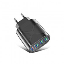 Сетевое зарядное устройство для телефона QC3.0 48W 4xUSB быстрая зарядка смартфона USLION US0167 (BK-389) Black Сетевое зарядное устройство для телефона QC3.0 48W 4xUSB быстрая зарядка смартфона USLION US0167 (BK-389) Black