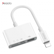 Адаптер OTG переходник 4 в 1 Lightning на USB Type-A и Кардридер для iPhone iPad Yesido GS12 White Адаптер OTG переходник 4 в 1 Lightning на USB Type-A и Кардридер для iPhone iPad Yesido GS12 White
