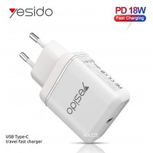 Сетевое зарядное устройство для телефона PD 18W USB Type-C быстрая зарядка смартфона Yesido YC23 White Сетевое зарядное устройство для телефона PD 18W USB Type-C быстрая зарядка смартфона Yesido YC23 White