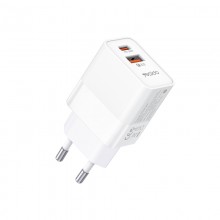 Сетевое зарядное устройство для телефона PD 20W & QC3.0 18W для USB A + Type-C быстрая зарядка смартфона Yesido YC32 White Сетевое зарядное устройство для телефона PD 20W & QC3.0 18W для USB A + Type-C быстрая зарядка смартфона Yesido YC32 White