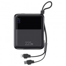 Портативная батарея повербанк Power Bank USB батарея универсальная УМБ со встроенными двойными кабелями 10000 мАч 22,5 Вт Usams CD186 Black